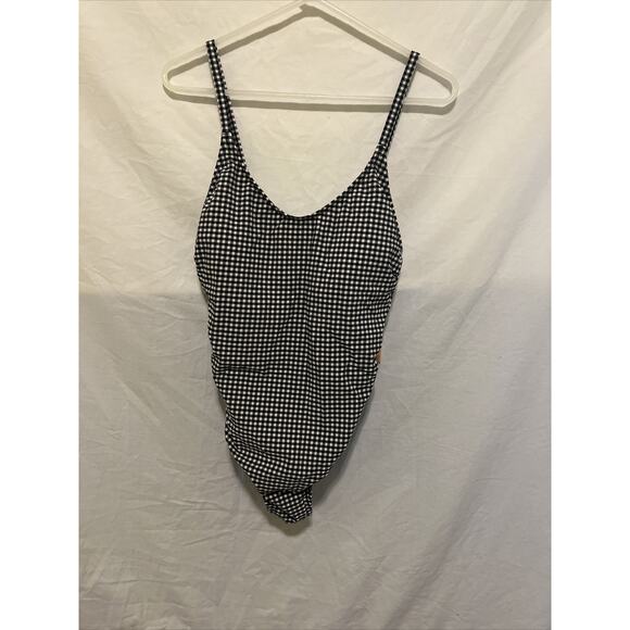 Kona Sol Women's Black & White Checkered One-Piece Bathing Suit Size L 12-14 NWT - Picture 1 of 10